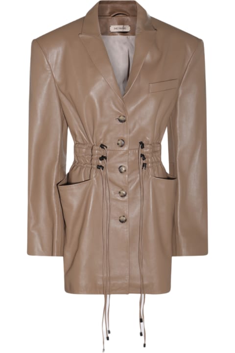 The Mannei Coats & Jackets for Women The Mannei Taupe Leather Irbid Blazer