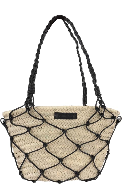 Filippo Catarzi Bags for Women Filippo Catarzi Straw And Cotton Bag With Leather Details