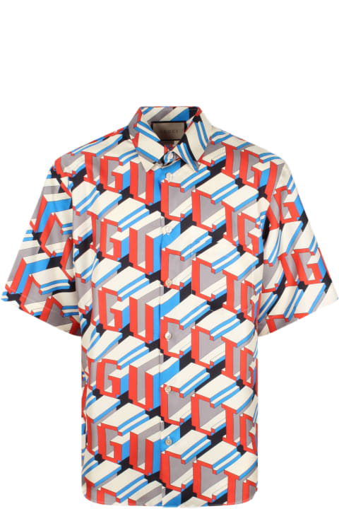 Gucci Shirts for Men Gucci Pixel Print Silk Shirt
