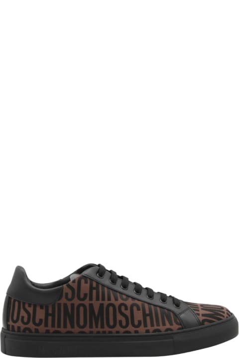 Sneakers for Men Moschino Brown All Over Logo Sneakers