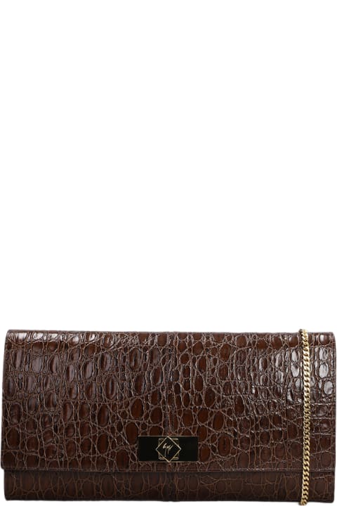 Giuseppe Zanotti Luggage for Women Giuseppe Zanotti Montserrat Crocco Clutch In Brown Leather