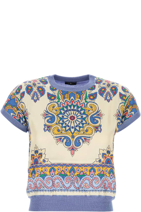 Etro for Women Etro Cerulean Blue Cotton Blend Sweater