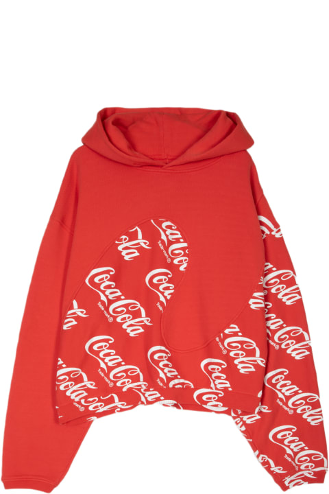 ERL for Men ERL Men Coca Cola Swirl Hoodie Knit Red Coca Cola swirl hoodie - Men Coca Cola Swirl Hoodie Knit