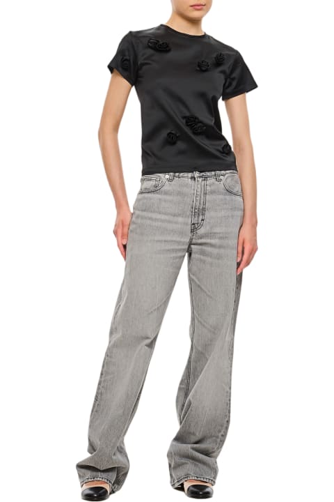 Homeware SportMax Mendoza Fitted Top With Black Embroidered Roses