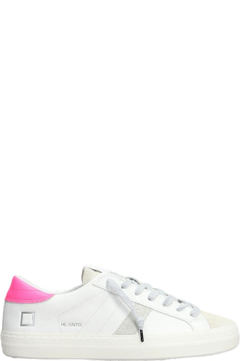 D.A.T.E. Shoes for Women D.A.T.E. Hill Low Vintage Sneakers In White Suede And Leather