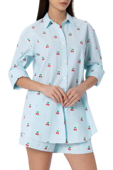MC2 Saint Barth Topwear for Women MC2 Saint Barth Woman Seersucker Cotton Shirt Brigitte With Cherry Patches