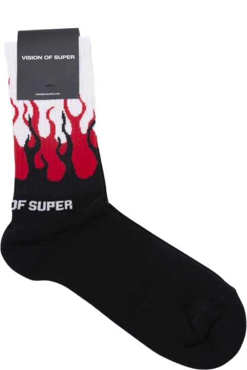 Underwear for Men Vision of Super Black Cotton Blend Socks