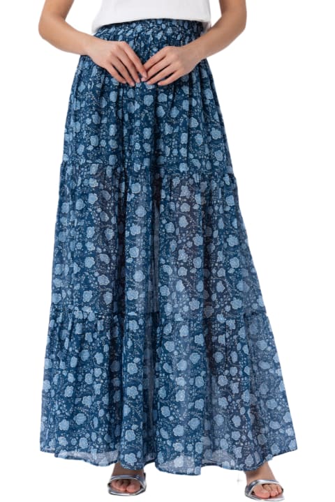 Homeware MC2 Saint Barth Woman Silk Voile Pleated Long Skirt Cheyenne