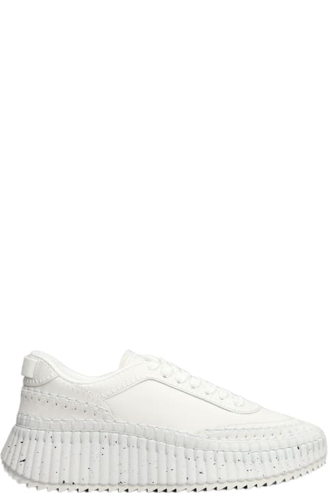 ウィメンズ Chloéのウェッジシューズ Chloé Nama Sneakers In White Leather