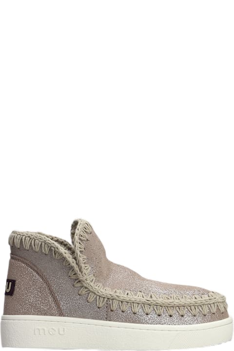 Mou Boots for Women Mou Eskimo Sneaker Low Heels Ankle Boots In Grey Glitter