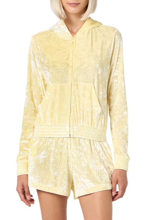 MC2 Saint Barth Fleeces & Tracksuits for Women MC2 Saint Barth Woman Pale Yellow Chenille Zipped Hoodie Jasmine