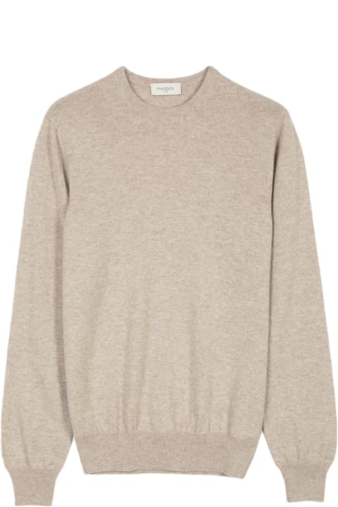 Girocollo, Lista Collo Basso Sand colour cashmere sweater