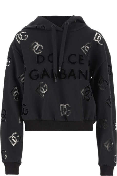 Dolce & Gabbana for Women Dolce & Gabbana Logo Cotton Blend Crop Hoodie