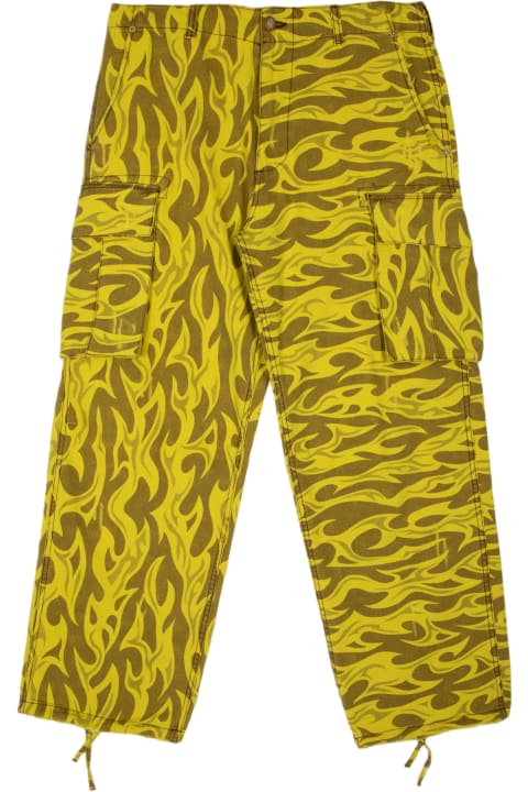 ERL Pants for Men ERL Unisex Printed Cargo Pants Woven Yellow Canvas Printed Cargo Pant - Unisex Printed Cargo Pants Woven