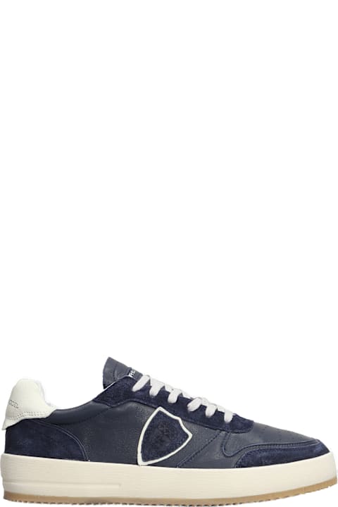 Homeware Philippe Model Nice Low Sneakers In Blue Suede And Leather