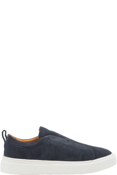 Homeware Kiton Blue Navy Calf Skin Sneakers
