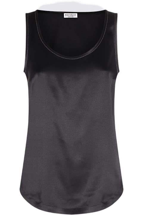 Topwear for Women Brunello Cucinelli Black Silk Tank Top