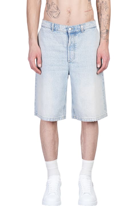 Alexander McQueen Pants for Men Alexander McQueen Shorts In Cyan Cotton