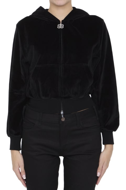 Balenciaga Coats & Jackets for Women Balenciaga Shrunk Zip-up Hoodie