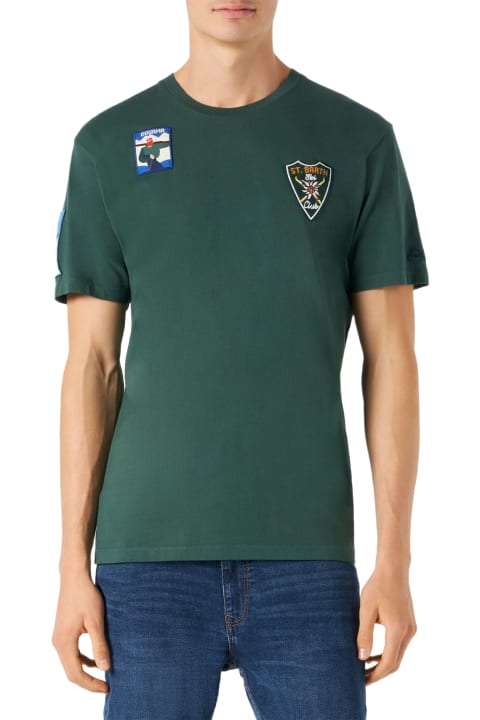 MC2 Saint Barth for Men MC2 Saint Barth Man Forest Green T-shirt With Patches