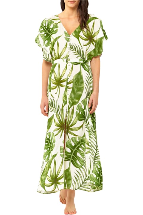 Homeware MC2 Saint Barth Tropical Leaves Print Long Dress