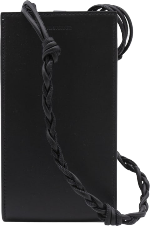 Shoulder Bags for Men Jil Sander Black Leather Tangle Phone Case Crossbody Bag