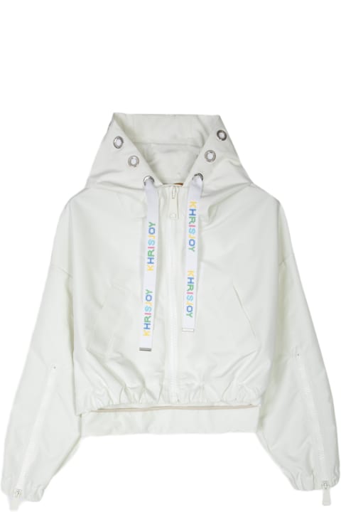 Khrisjoy Fleeces & Tracksuits for Women Khrisjoy New Khris Crop Windbreaker Off white nylon hooded windproof jacket - New Khris Crop Windbreaker