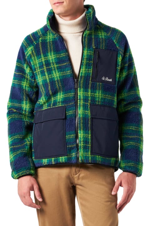 Homeware MC2 Saint Barth Man Sherpa Jacket With Tartan Print
