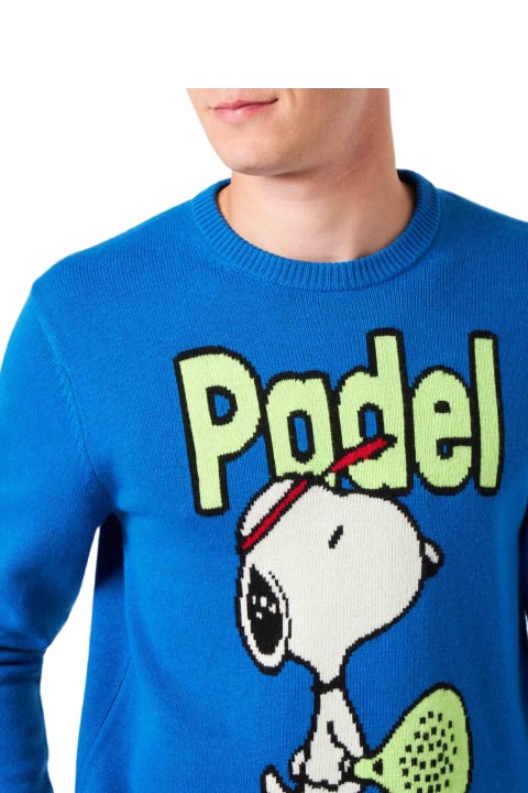 Homeware MC2 Saint Barth Man Crewneck Sweater With Snoopy Padel Jacquard | Snoopy - ©peanuts Special Edition