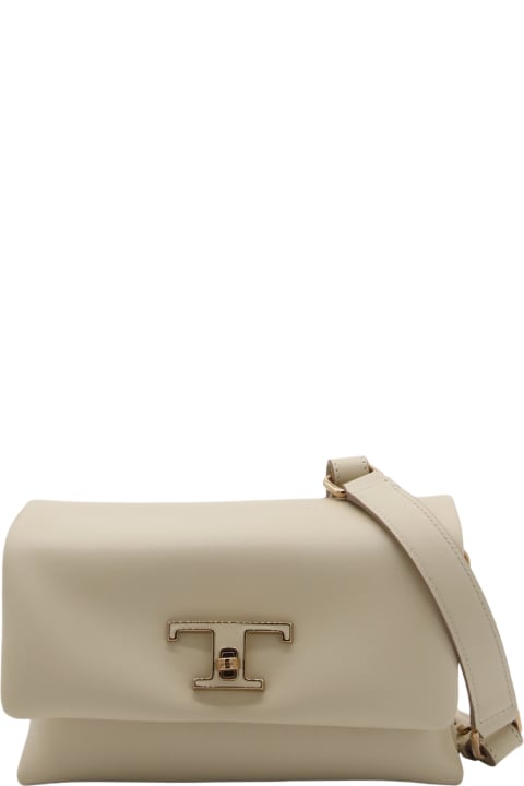 Tod's for Women Tod's White Leather Flap T Timeless Shoulder Bag