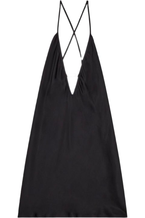 Diesel Underwear & Nightwear for Women Diesel Ufpt-mayra-d Black satin mini dress with Oval D logo - Ufpt Mayra D