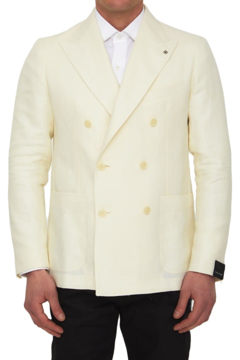 Tagliatore for Men Tagliatore Cream-colored Double-breasted Jacket