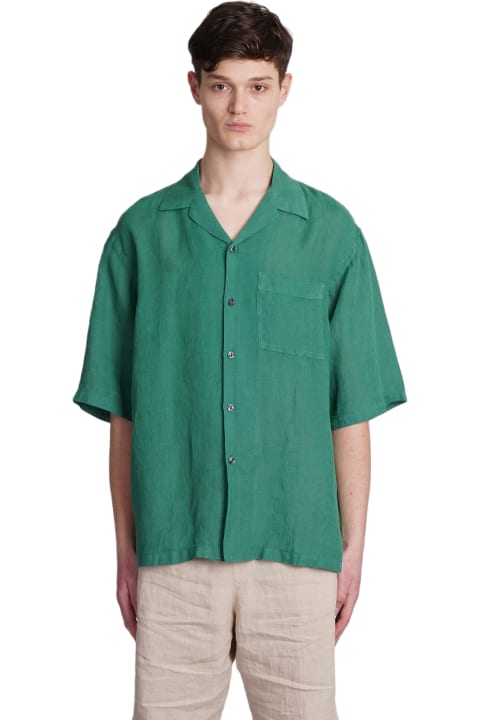 120% Lino Shirts for Men 120% Lino Shirt In Green Linen