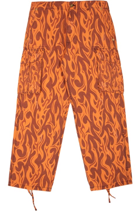 ERL Pants for Men ERL Unisex Printed Cargo Pants Woven Orange Canvas Printed Cargo Pant - Unisex Printed Cargo Pants Woven