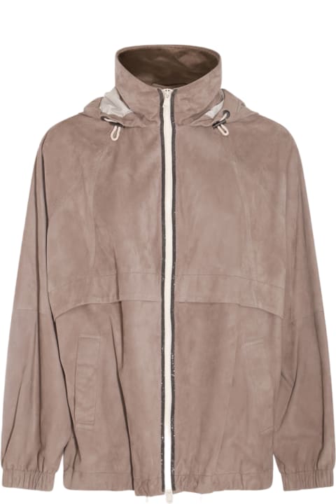 Brunello Cucinelli Coats & Jackets for Women Brunello Cucinelli Beige Leather Jacket