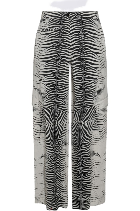 Roberto Cavalli Clothing for Women Roberto Cavalli White And Black Cotton Pants