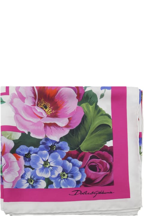 Dolce & Gabbana Scarves & Wraps for Women Dolce & Gabbana Flowers And Pink Silk Scarf