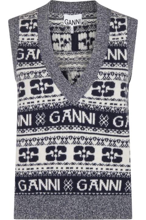 Ganni Coats & Jackets for Women Ganni Grey Wool Knitwear