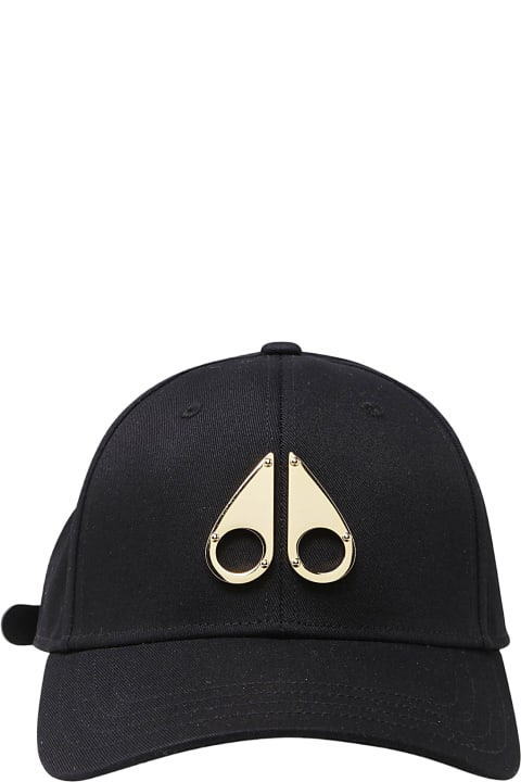 Moose Knuckles Hats for Men Moose Knuckles Black And Gold Cotton Logo Icon Baseball Cap
