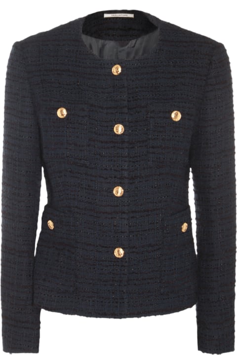 Fashion for Women Tagliatore Navy Blue Cotton Casual Jacket
