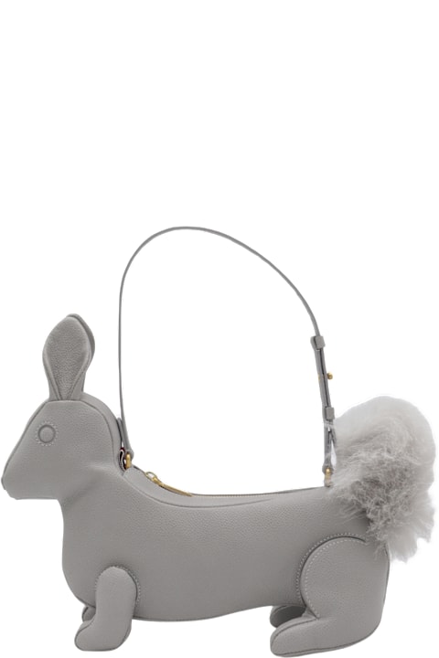 Thom Browne Totes for Women Thom Browne Grey Leather Rabbit Top Handle Bag