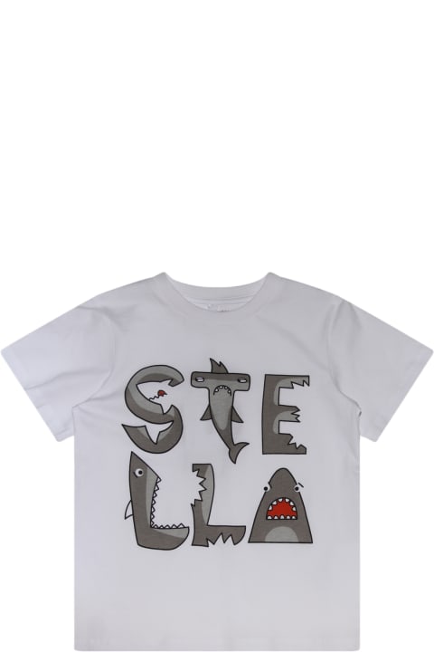 Stella McCartney Topwear for Girls Stella McCartney White Multicolour Cotton Shark T-shirt
