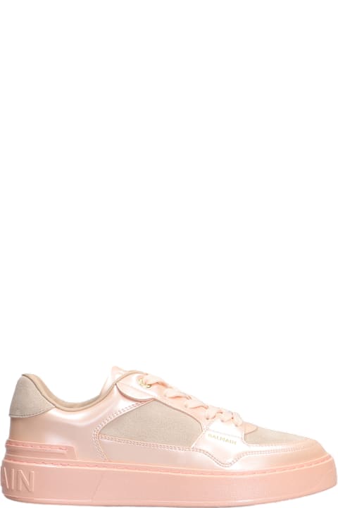 Homeware Balmain B Court Sneakers In Rose-pink Suede And Leather