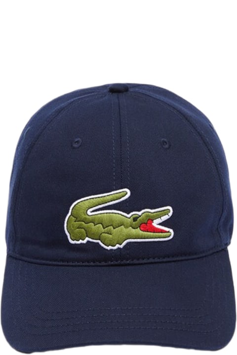 Lacoste Hats for Men Lacoste Cappellino Navy Blue Cap With Macro Logo Patch