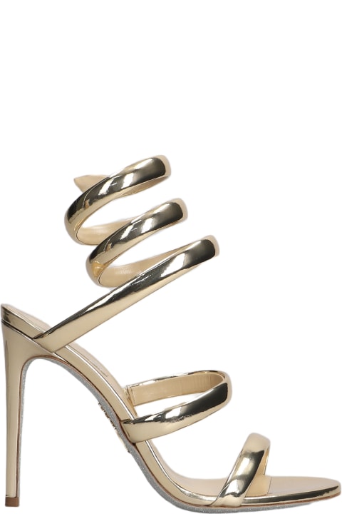 Sandals for Women René Caovilla Gold Tone Leather Cleo Sandals