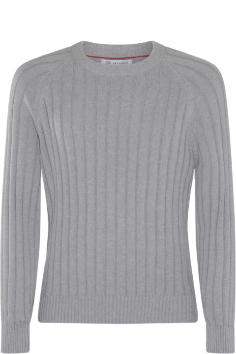 Sweaters for Men Brunello Cucinelli Grey Cotton Knitwear