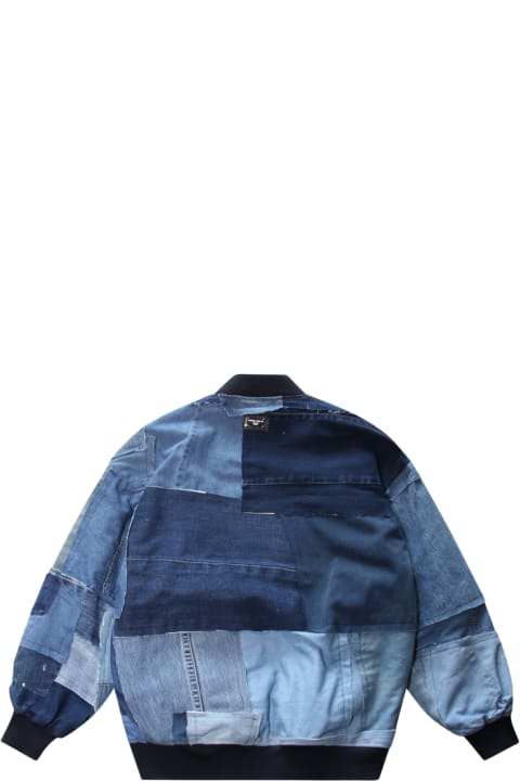 Topwear for Boys Dolce & Gabbana Blue Denim Cotton Down Jacket
