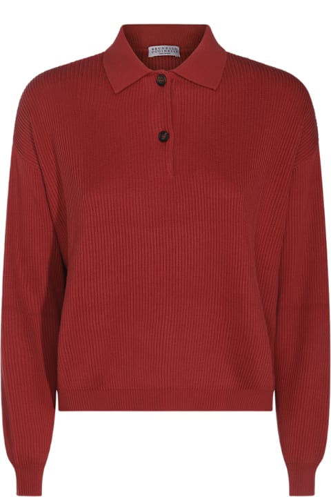 Brunello Cucinelli Topwear for Women Brunello Cucinelli Red Cotton Polo Shirt
