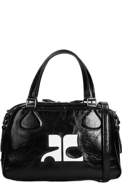 Courrèges for Women Courrèges Bowling Shoulder Bag In Black Patent Leather