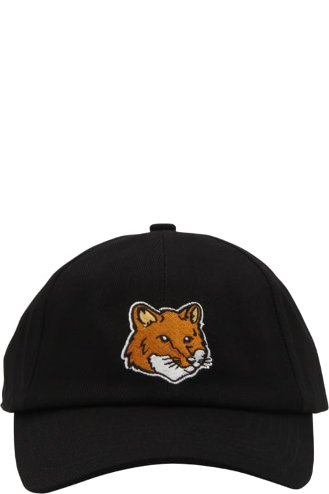 Hats for Men Maison Kitsuné Black Cotton Fox Head Baseball Cap
